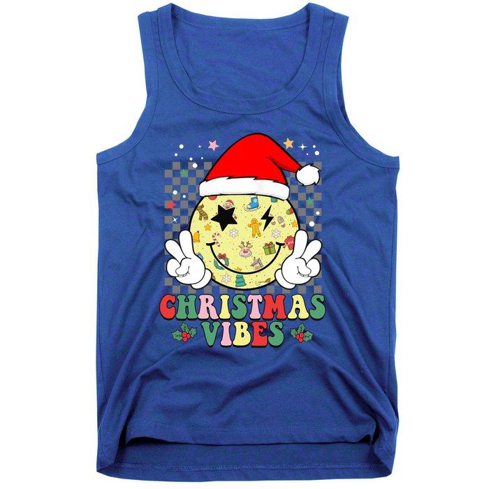 Retro Cute Santa Claus Smile Face Christmas Vibes Xmas Gift Tank Top