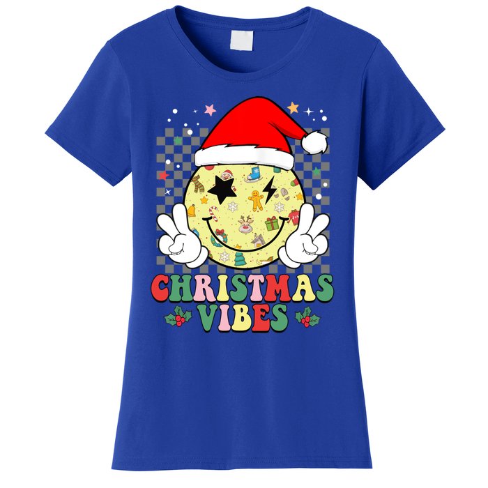 Retro Cute Santa Claus Smile Face Christmas Vibes Xmas Gift Women's T-Shirt