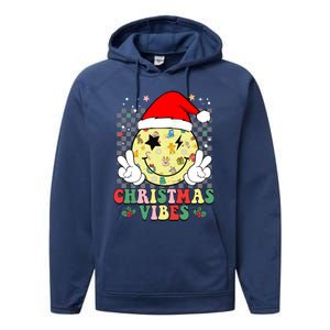 Retro Cute Santa Claus Smile Face Christmas Vibes Xmas Gift Performance Fleece Hoodie