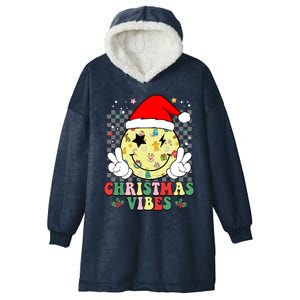 Retro Cute Santa Claus Smile Face Christmas Vibes Xmas Gift Hooded Wearable Blanket