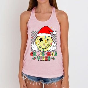 Retro Cute Santa Claus Smile Face Christmas Vibes Xmas Gift Women's Knotted Racerback Tank