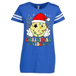 Retro Cute Santa Claus Smile Face Christmas Vibes Xmas Gift Enza Ladies Jersey Football T-Shirt