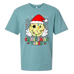 Retro Cute Santa Claus Smile Face Christmas Vibes Xmas Gift Sueded Cloud Jersey T-Shirt