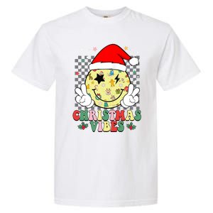 Retro Cute Santa Claus Smile Face Christmas Vibes Xmas Gift Garment-Dyed Heavyweight T-Shirt