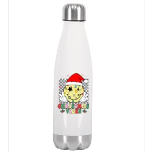 Retro Cute Santa Claus Smile Face Christmas Vibes Xmas Gift Stainless Steel Insulated Water Bottle