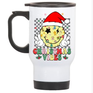 Retro Cute Santa Claus Smile Face Christmas Vibes Xmas Gift Stainless Steel Travel Mug