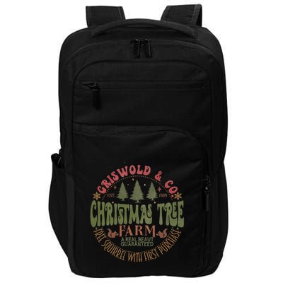 Retro Christmas Tree Farm Funny Holiday Vibes Impact Tech Backpack