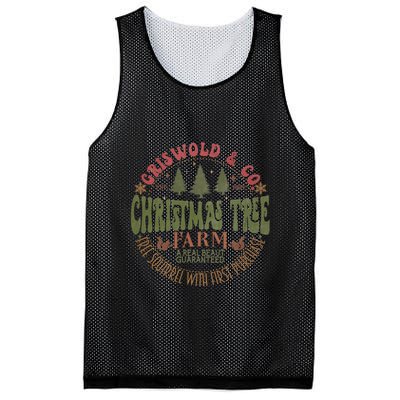 Retro Christmas Tree Farm Funny Holiday Vibes Mesh Reversible Basketball Jersey Tank