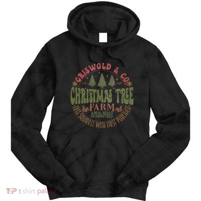 Retro Christmas Tree Farm Funny Holiday Vibes Tie Dye Hoodie