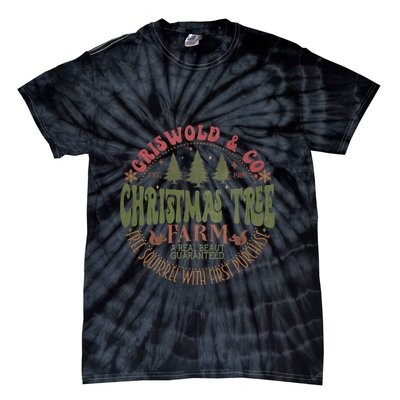 Retro Christmas Tree Farm Funny Holiday Vibes Tie-Dye T-Shirt