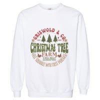 Retro Christmas Tree Farm Funny Holiday Vibes Garment-Dyed Sweatshirt
