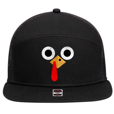 Retro Cute Turkey Face Thanksgiving Costume Gift 7 Panel Mesh Trucker Snapback Hat