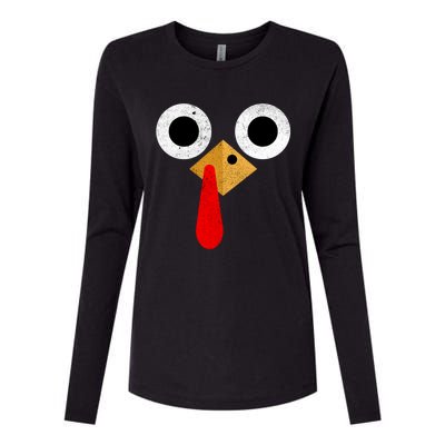 Retro Cute Turkey Face Thanksgiving Costume Gift Womens Cotton Relaxed Long Sleeve T-Shirt