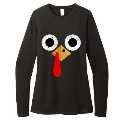 Retro Cute Turkey Face Thanksgiving Costume Gift Womens CVC Long Sleeve Shirt