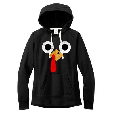 Retro Cute Turkey Face Thanksgiving Costume Gift Women's Fleece Hoodie