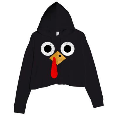 Retro Cute Turkey Face Thanksgiving Costume Gift Crop Fleece Hoodie