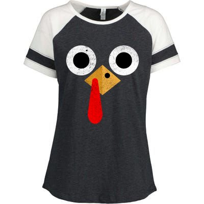 Retro Cute Turkey Face Thanksgiving Costume Gift Enza Ladies Jersey Colorblock Tee