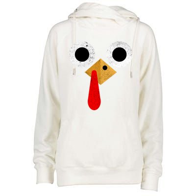 Retro Cute Turkey Face Thanksgiving Costume Gift Womens Funnel Neck Pullover Hood