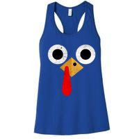 Retro Cute Turkey Face Thanksgiving Costume Gift Women's Racerback Tank