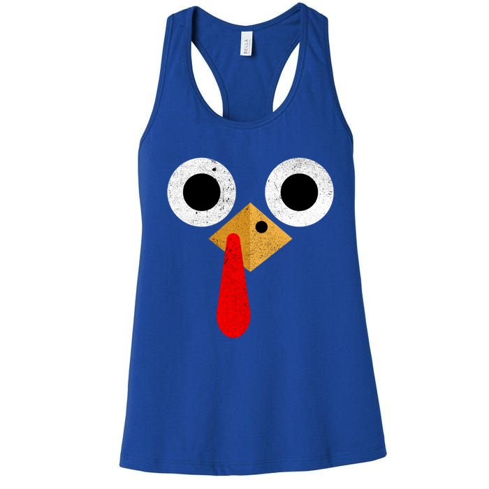 Retro Cute Turkey Face Thanksgiving Costume Gift Women's Racerback Tank