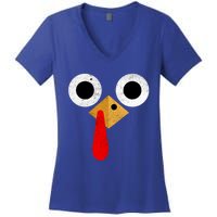 Retro Cute Turkey Face Thanksgiving Costume Gift Women's V-Neck T-Shirt