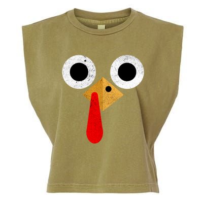 Retro Cute Turkey Face Thanksgiving Costume Gift Garment-Dyed Women's Muscle Tee