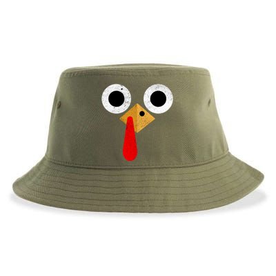 Retro Cute Turkey Face Thanksgiving Costume Gift Sustainable Bucket Hat