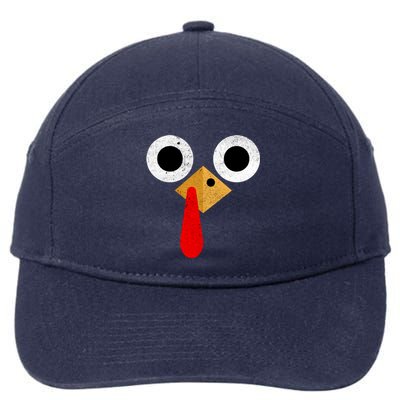 Retro Cute Turkey Face Thanksgiving Costume Gift 7-Panel Snapback Hat