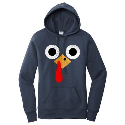 Retro Cute Turkey Face Thanksgiving Costume Gift Women's Pullover Hoodie