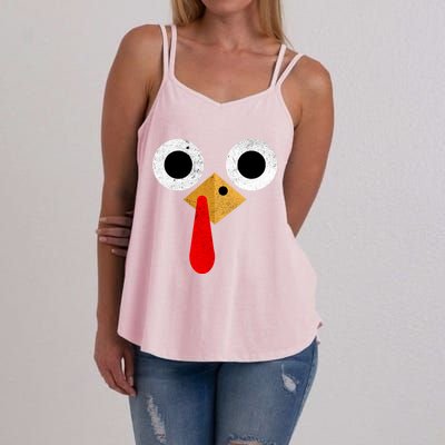 Retro Cute Turkey Face Thanksgiving Costume Gift Women's Strappy Tank