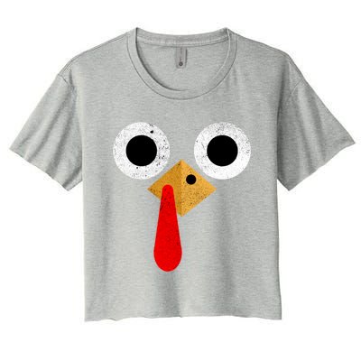 Retro Cute Turkey Face Thanksgiving Costume Gift Women's Crop Top Tee