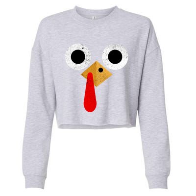 Retro Cute Turkey Face Thanksgiving Costume Gift Cropped Pullover Crew