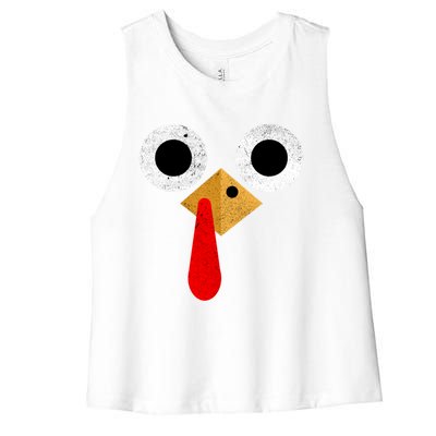 Retro Cute Turkey Face Thanksgiving Costume Gift Women's Racerback Cropped Tank