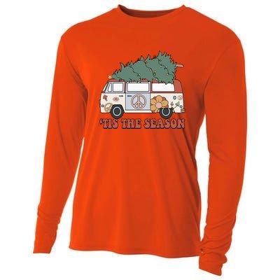 Retro Christmas Tis The Season Truck Christmas Tree Lights Cooling Performance Long Sleeve Crew