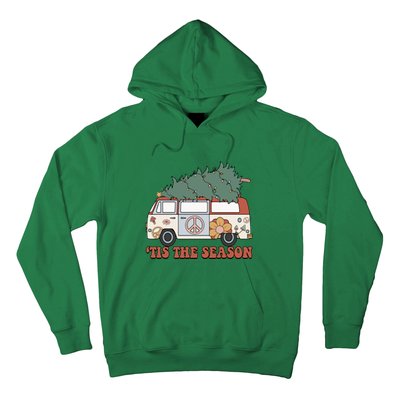 Retro Christmas Tis The Season Truck Christmas Tree Lights Hoodie