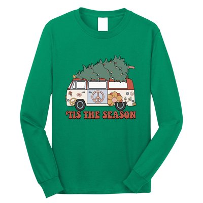 Retro Christmas Tis The Season Truck Christmas Tree Lights Long Sleeve Shirt