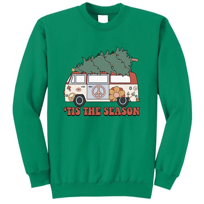 Retro Christmas Tis The Season Truck Christmas Tree Lights Sweatshirt