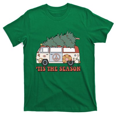 Retro Christmas Tis The Season Truck Christmas Tree Lights T-Shirt