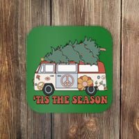 Retro Christmas Tis The Season Truck Christmas Tree Lights Coaster