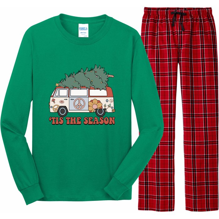 Retro Christmas Tis The Season Truck Christmas Tree Lights Long Sleeve Pajama Set