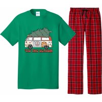 Retro Christmas Tis The Season Truck Christmas Tree Lights Pajama Set