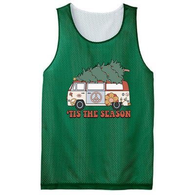 Retro Christmas Tis The Season Truck Christmas Tree Lights Mesh Reversible Basketball Jersey Tank