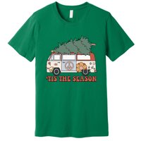 Retro Christmas Tis The Season Truck Christmas Tree Lights Premium T-Shirt