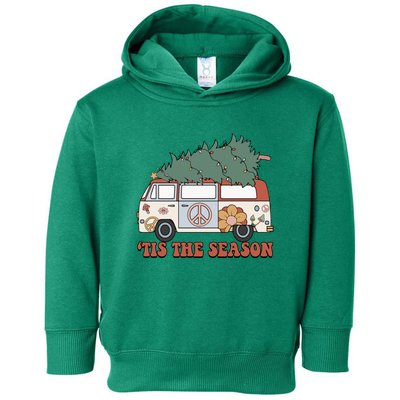 Retro Christmas Tis The Season Truck Christmas Tree Lights Toddler Hoodie