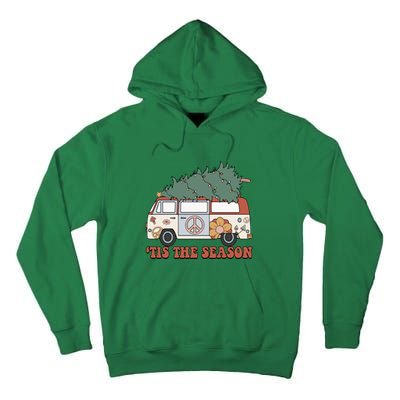 Retro Christmas Tis The Season Truck Christmas Tree Lights Tall Hoodie