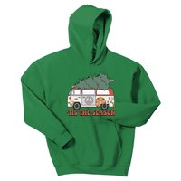 Retro Christmas Tis The Season Truck Christmas Tree Lights Kids Hoodie