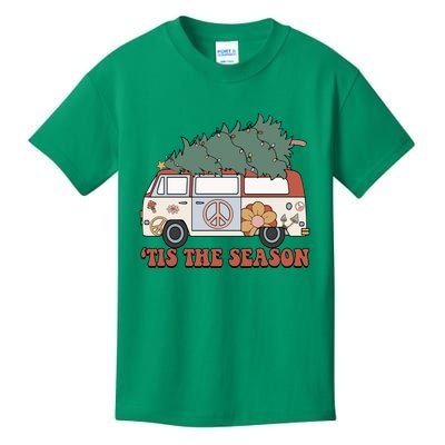 Retro Christmas Tis The Season Truck Christmas Tree Lights Kids T-Shirt