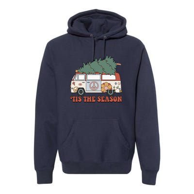 Retro Christmas Tis The Season Truck Christmas Tree Lights Premium Hoodie