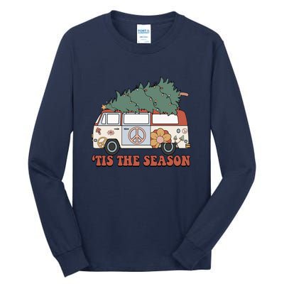 Retro Christmas Tis The Season Truck Christmas Tree Lights Tall Long Sleeve T-Shirt