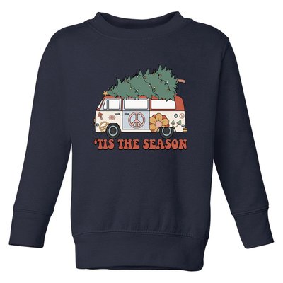 Retro Christmas Tis The Season Truck Christmas Tree Lights Toddler Sweatshirt